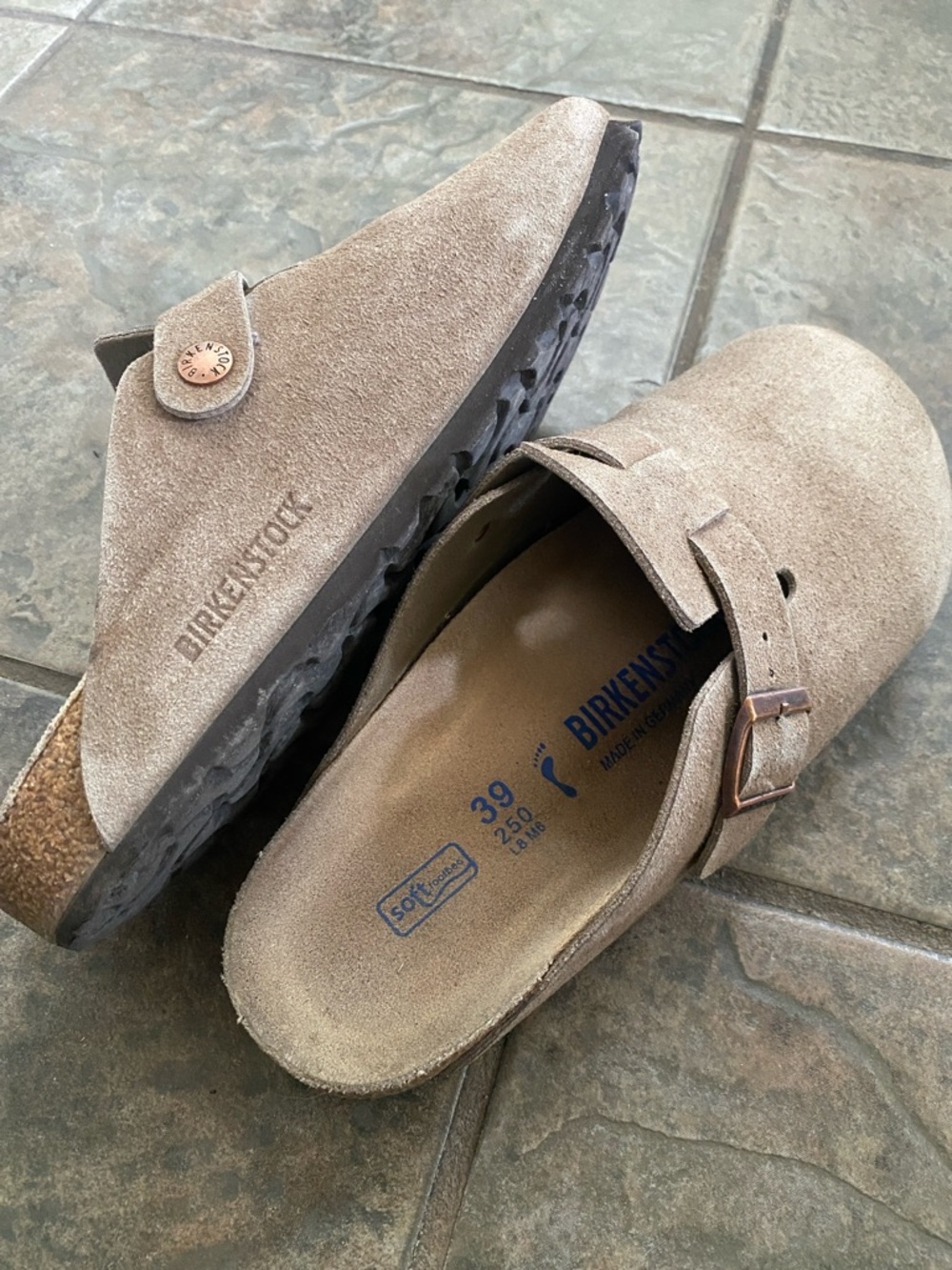 Birkenstock Taupe Suede Slip-On Clog with Buckle - Picture 3 of 3